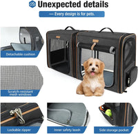 Lekereise Large Cat Carrier for 2 Cats - Black / L-2 Cats Travel - image 3