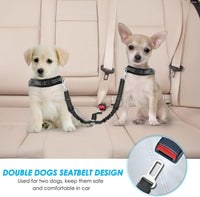 SlowTon Double Dog Seat Belt for Car with Elastic Bungee Buffer - A.Black / 2 Small in 1 - image 2