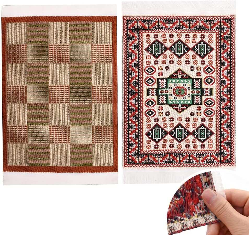 iLAND Miniature Dollhouse Accessories of Carpet for Dollhouse - 2pcs Rhythm