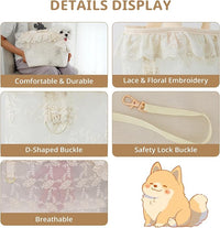 Dog Carrier for Small Dogs Rabbit cat with Lace Design, Cotton Bag, Dog Carrier Soft Sided, Collapsible Travel Puppy Carrier (Beige, 9.4" L x 5.9" W x 9.4" H)
