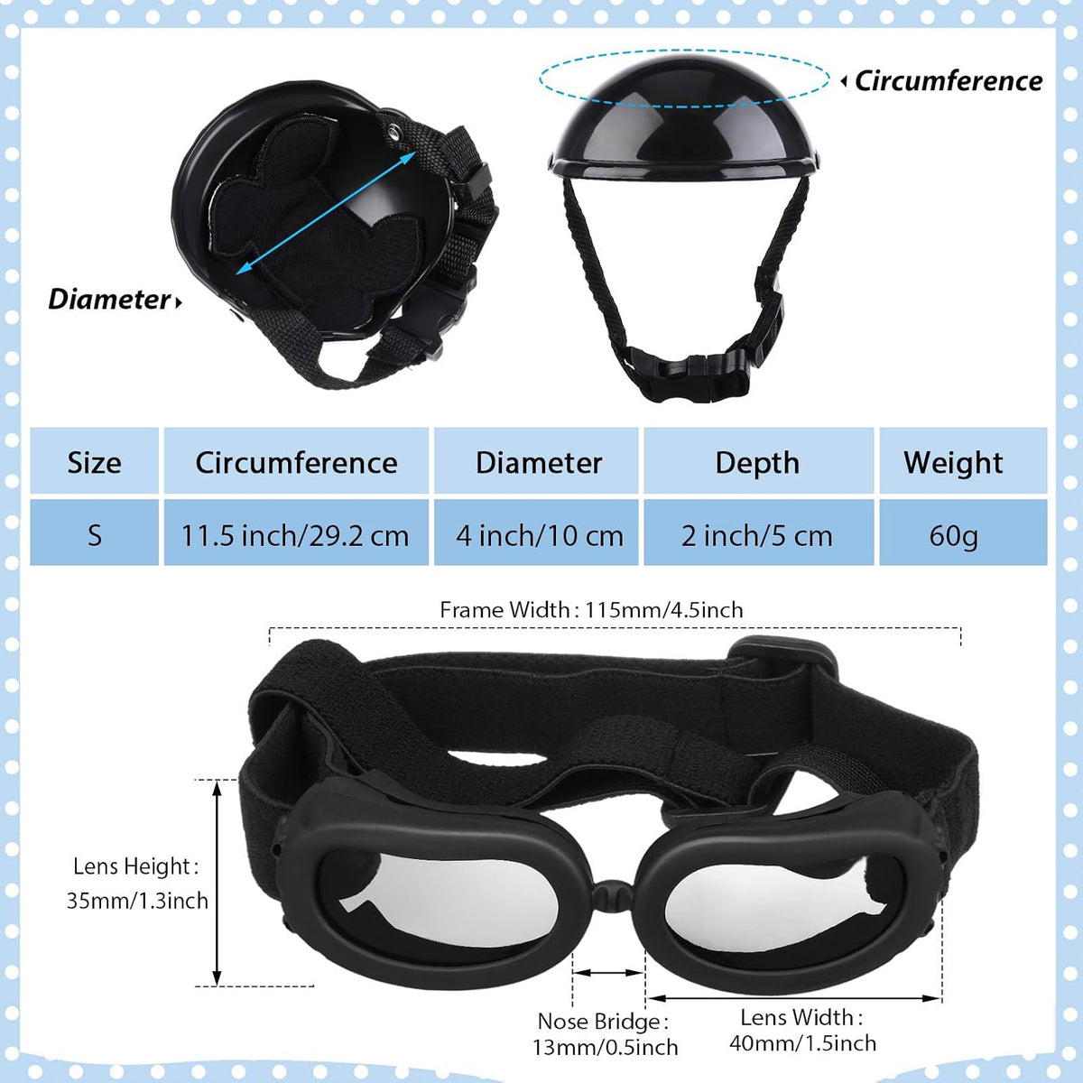 Frienda Dog Helmet and Goggles - S / Black - image 2