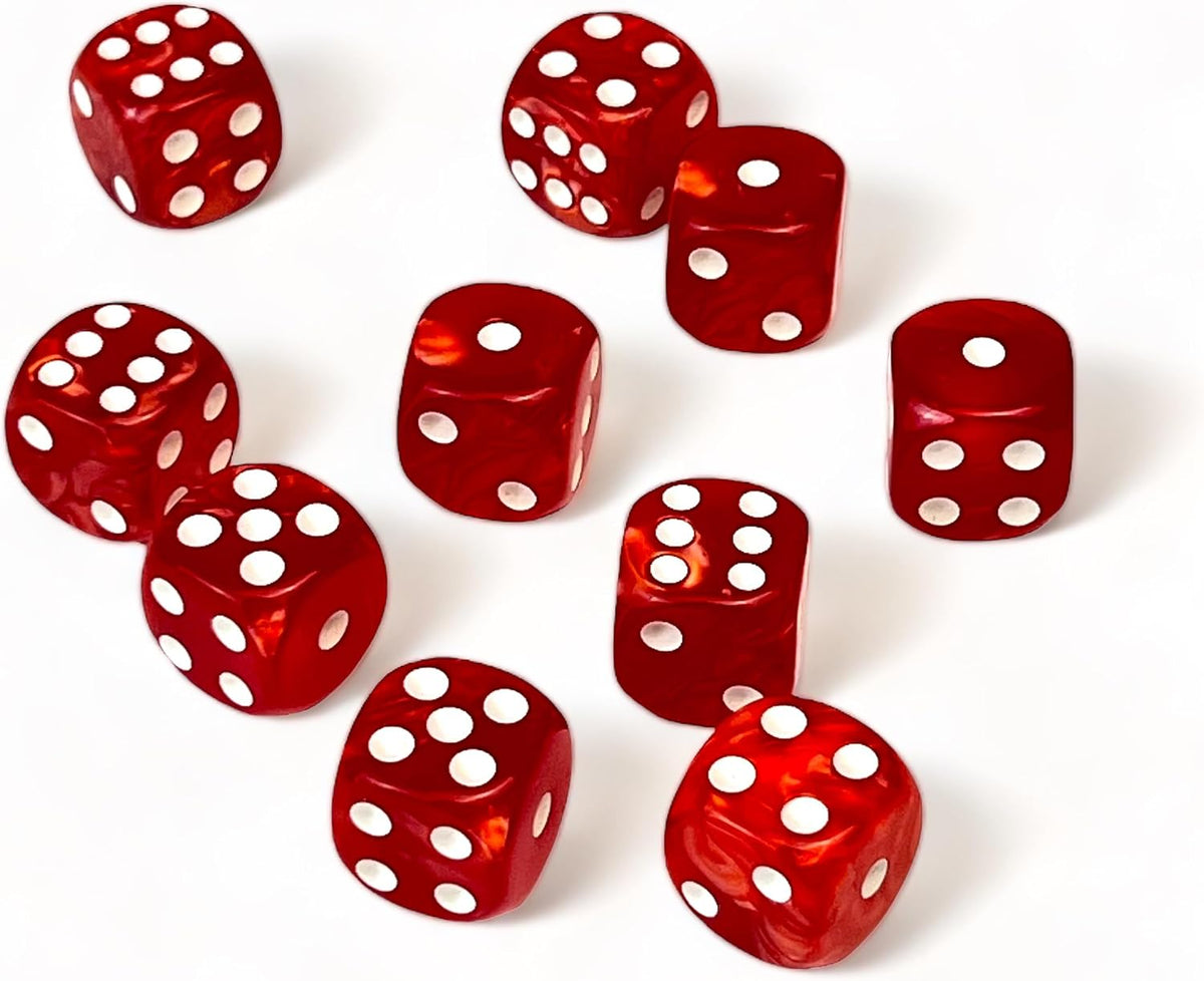 Luck Lab 10 Pack 16mm D6 Acrylic Dice Set - Red Pearl - image 2