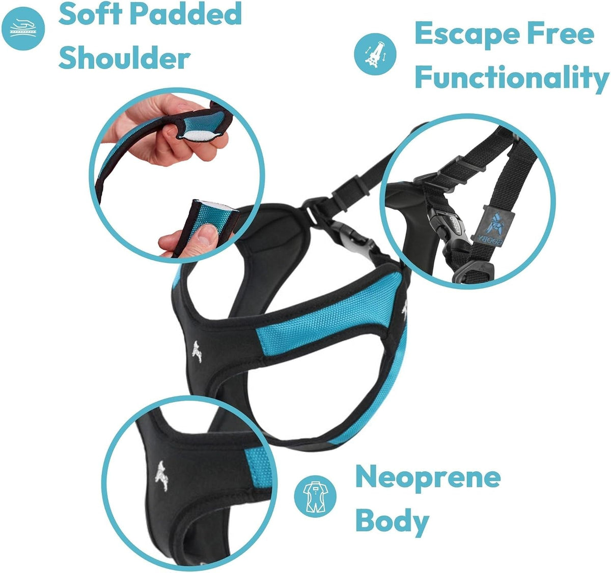 Gooby Escape Free Easy Fit Dog Harness, Step-in - Small chest (16~19.25") / Turquoise - image 4