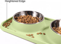L.D.Dog Cat Food Bowls, Cat Bowls Non-Skid and Non-Spill Silicone Pads with PP Stand, Removable - Olive Green - image 2