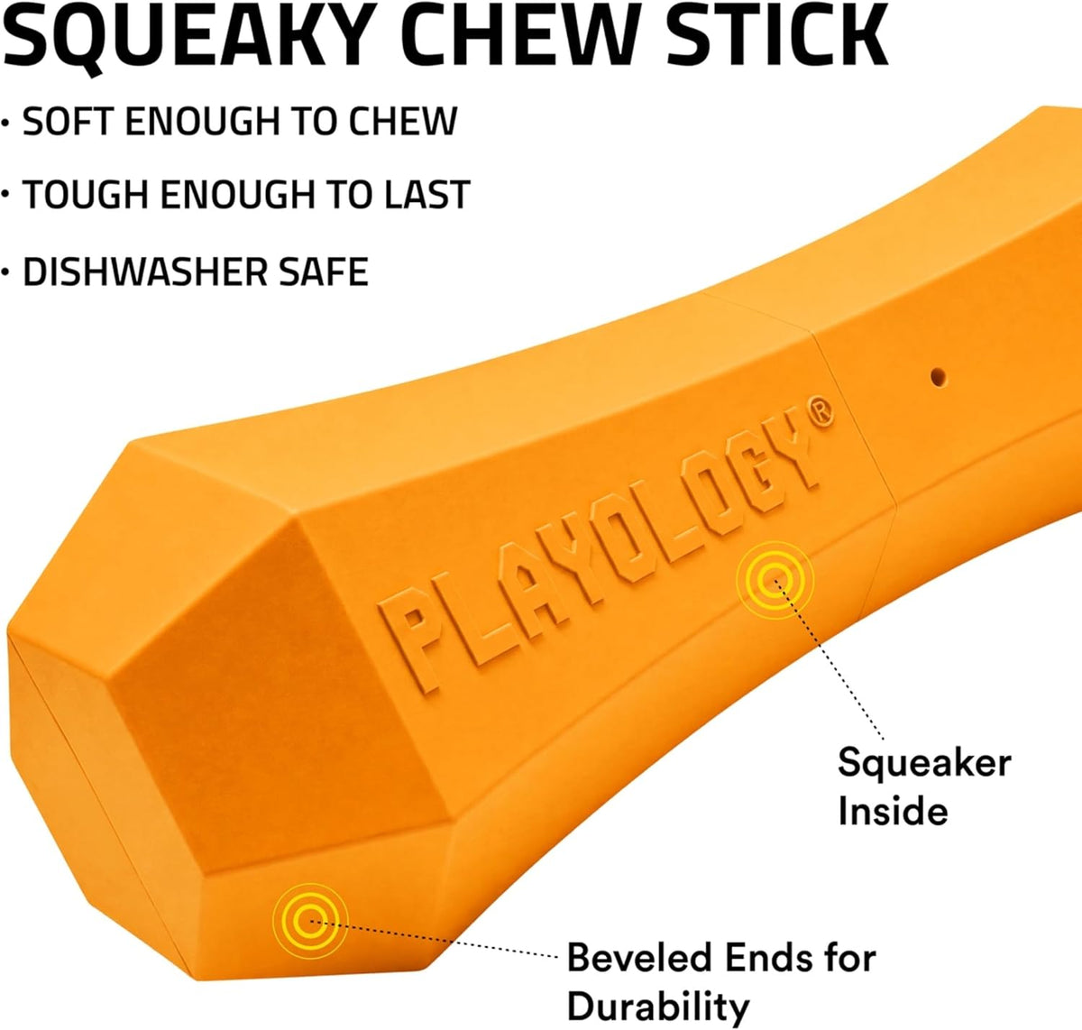 Playology Squeaky Chew Stick Scented Dog Toy - Jumbo / Cheddar Cheese - image 2
