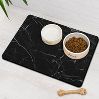 Dog Food Mats for Floors Absorbent, Pet Cat Food Mat - M(16"×24") / Marble Black