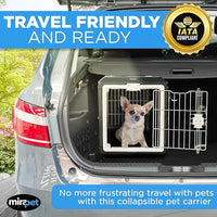 USA Pet Carrier & Crate 21'' - Premium Collapsible Design for Cats and Dogs - Portable Kennel for Small Pets - Indoor/Outdoor - 360-Degree Ventilation & Hard Plastic Wall Protection