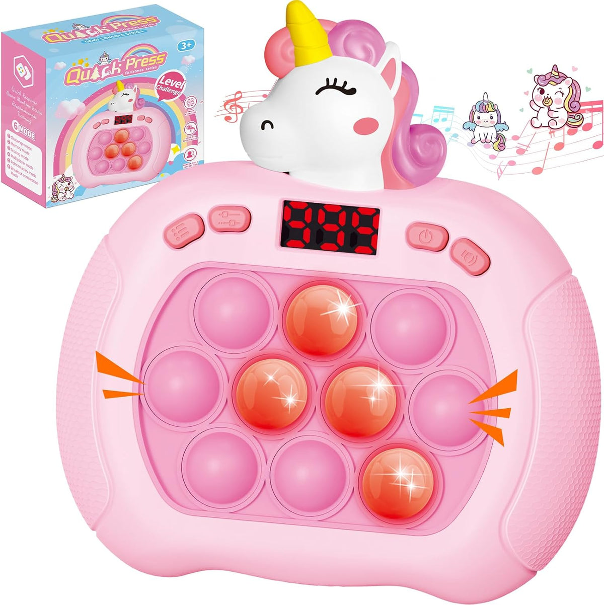 Pop Game, Light Up Fidget Toy for Kids & Adults - Pink Unicorn