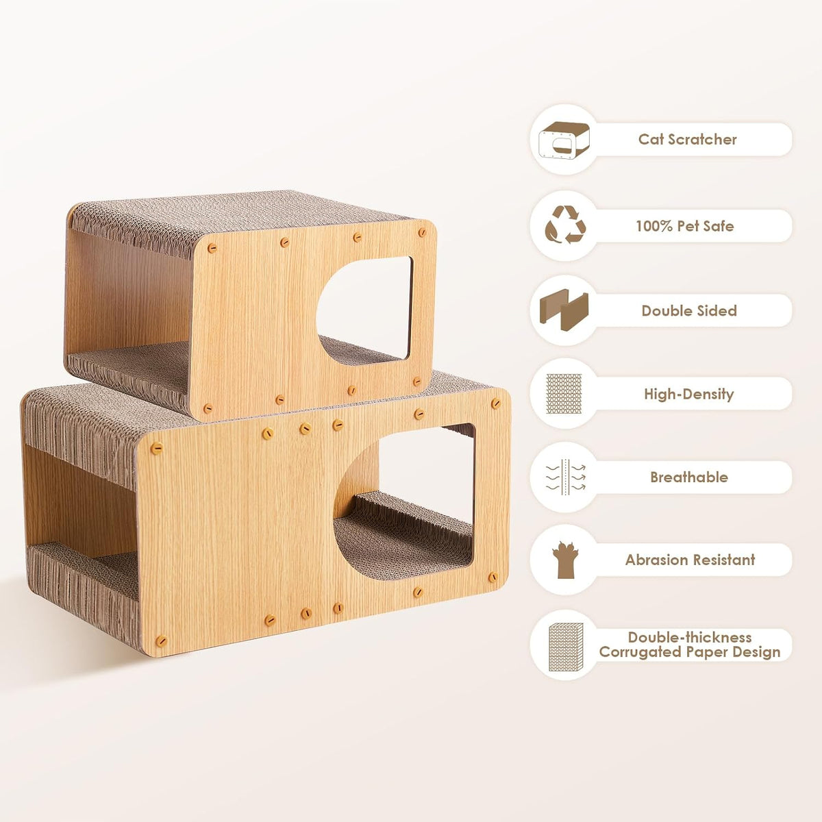 EHEYCIGA Cardboard Cat Scratcher House - 17x9.5x10.5inch / Brown - image 2