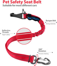 IOKHEIRA Dog Seatbelt, Updated Adjustable Harness Reflective Bungee Dog Car Seat Belt with Aviation - Fire Red - image 4