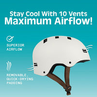 Retrospec Dakota Protective Bike Helmet, Skateboard, Scooter - Matte Eggshell / Medium - image 4