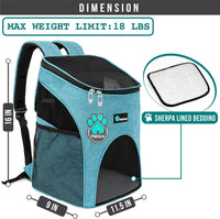 PetAmi Cat Backpack Carrier for Small Dogs and Large Cats - Sea Blue - image 2