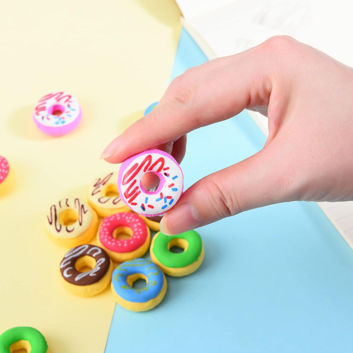 Donut Erasers for Kids, 24 Pieces 3D Cute Food Puzzle Mini Eraser, Cool Fun Take Apart Desk Pet - DONUT - image 4