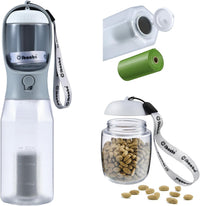 Dog Water Bottle with Food Container & Poop Bag Holder & Filter – Essentials for Dogs - #09 Gray / 20oz
