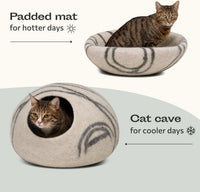 Cat Cave, New Zealand Wool Bed for Indoor Cats - Light Gray / Large - image 4