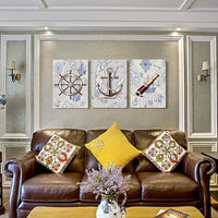 ocean theme steering wheel telescope ship pendant Canvas Prints bathroom Wall Art for Bedroom Wall decor Artworks Pictures wall decorations for living room,3 piece Home decor kitchen wall paintings