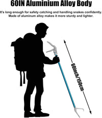 60" Snake Tongs, Professional Aluminum Alloy Standard Reptile Grabber Reacher - image 2