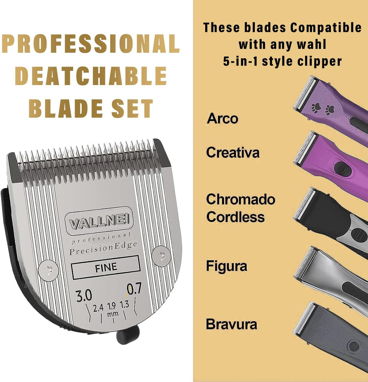 3-Pack 5-in-1 Replacement Blade Compatible with Wahl Animal Bravura - Silver / 1 Pack - image 3