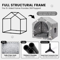 Indoor Dog House with Frame, Cute Dog Tent Bed with Cover Cave - Large ( 25" × 25" × 25" ) / Gray with flannel - image 4