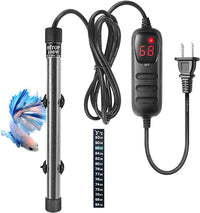 HITOP Compact Submersible Aquarium Heater -100W Digital Heater for Fish Tank Turtle Tank 10-25 Gallon, Saltwater and Fresh Water with Temperature Controller (100W)