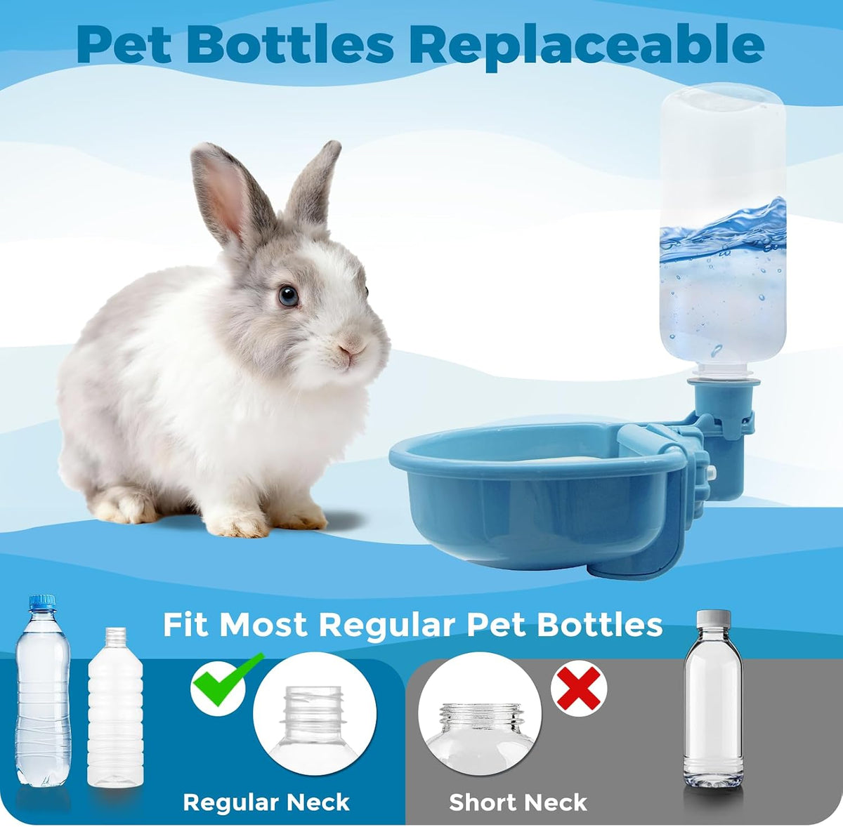 VANNON Gravity Pet Water Bowl, Grey - 16oz / B-Blue - image 2