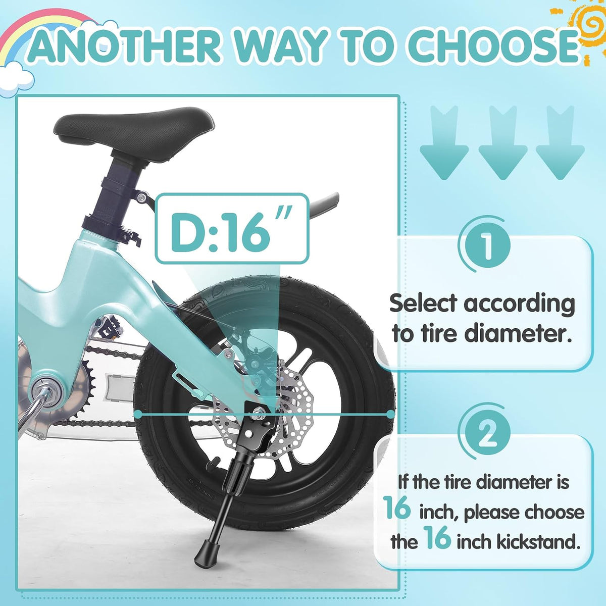 LEICHTEN Kickstand for Kids Bike - Black / For 18 Inch Wheel Bike - image 4