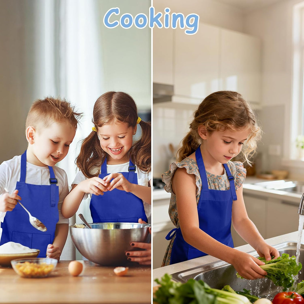 IAGBIBUI 12 pack of black kids aprons with two front pockets - view 28