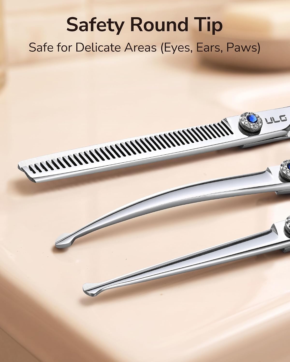 ULG Curved Dog Grooming Shears, 440C Stainless Steel - 4pcs SnagFree with Pouch - image 3