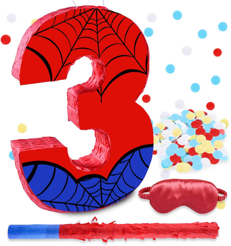 RUISUER number 4 spider web pinata with stick, blindfold and confetti