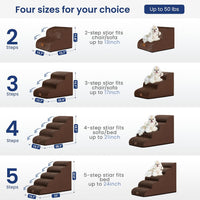 Dog Stairs for Small Dogs, 3-Step Pet Steps for Couch Sofa - Brown / 4 / 4-Step (28.3"D x 15.7"W x 19.7"H) - image 3