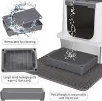 RIZZARI Stainless Steel Cat Litter Box, Odorless Enclosed Litter Box with Top Holes, Large Litter Pan for Small to Large Sized Cats (Dark Gray, 23.8" L*15.9" W*16.1" H)