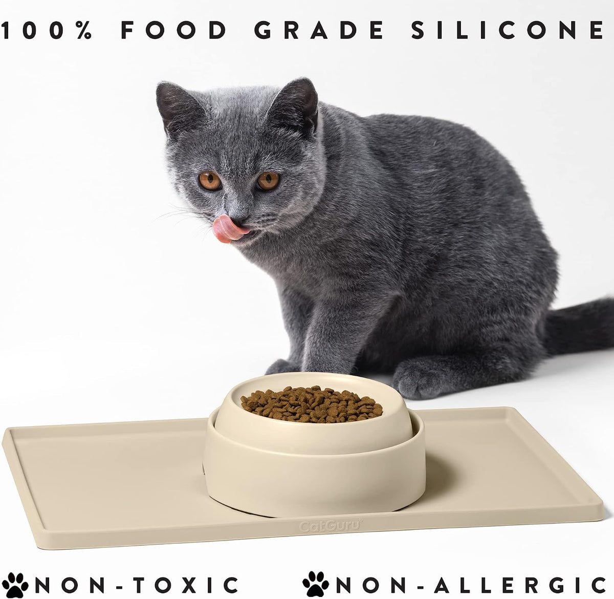CatGuru Premium Cat Food Mat - 19"L x 11"W / Sand - image 4