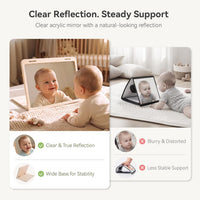 IEATFO wooden tummy time mirror with black-and-white high-contrast baby cards - view 2