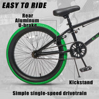 cubsala Crossea 18 20 Inch Kids Freestyle BMX Bike for 5-13 Years Old – Fun for Kids & Family - Black & Green / 20 Inch / Without Pegs - image 3