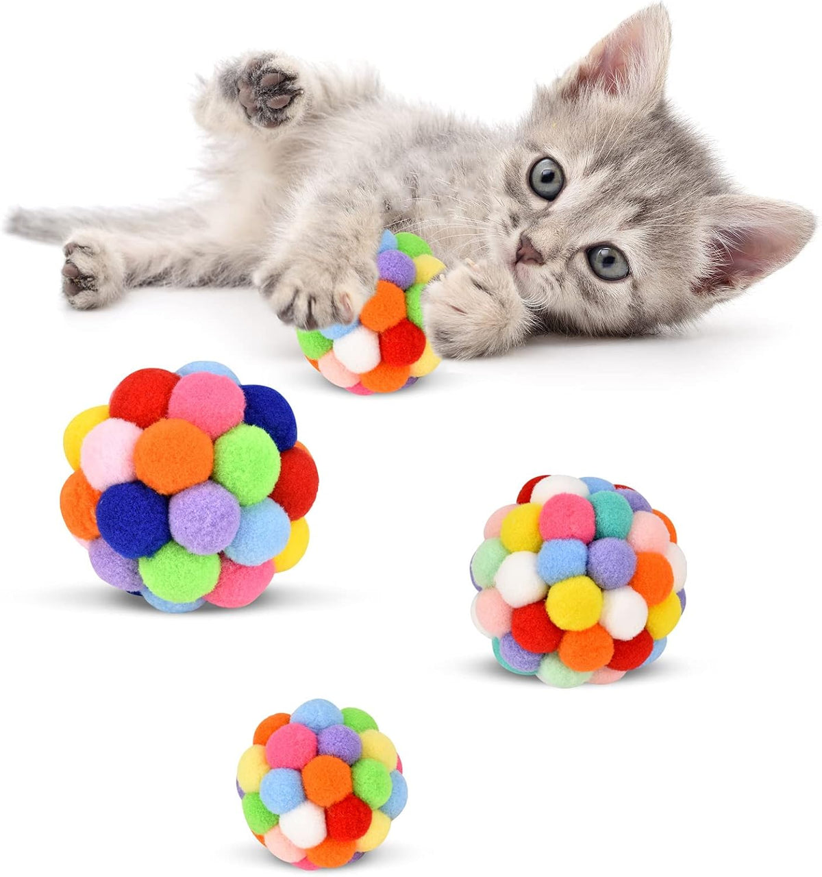 TUSATIY Cat Toy Balls with Bell 3PCS - 3 Pack