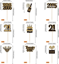 36PCS Happy 80th Birthday Cupcake Toppers Double Sided Black Gold - Vintage / 21st - image 2