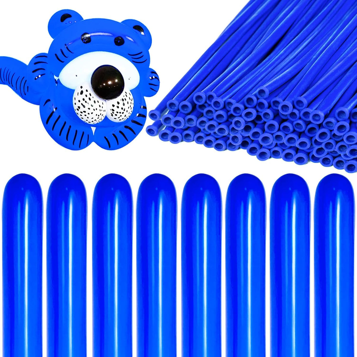 260 Clear Long Balloons for Animals - Blue