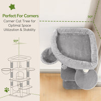 Globlazer Corner Stable Cat Tree Tower with Scratching Post, C51 - 51inch / Light Gray - image 2