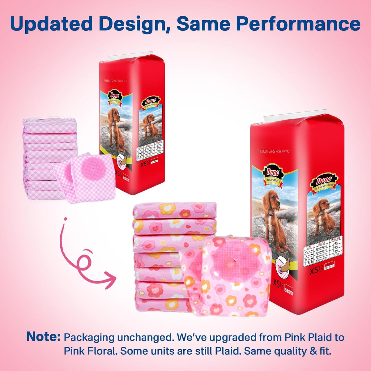 Pet Soft Dog Diapers Female, Disposable Female Dog Diaper - Pink Flower / X-Small(36Pcs) - image 2