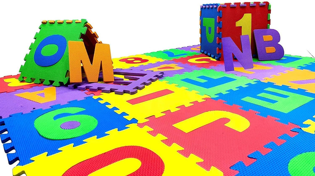 Little Fun Times alphabet play mat for baby, 60 piece foam floor puzzle with letters and numbers