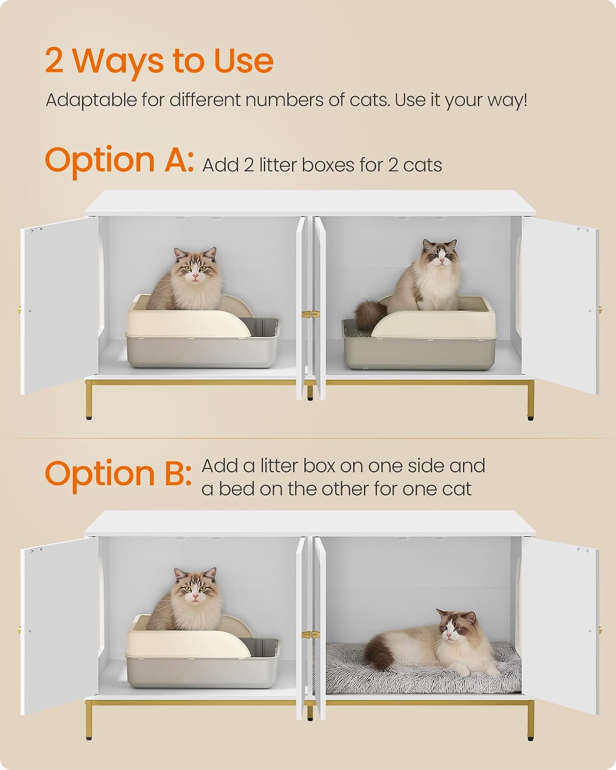 Feandrea Cat Litter Box Enclosure, with Scratching Mat - image 3