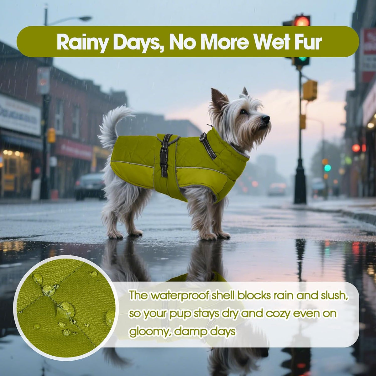 QBLEEV Warm Dog Jacket, Waterproof Dog Winter Coat with Harness – Essentials for Dogs - Autumn-Fragrance / Large - image 4