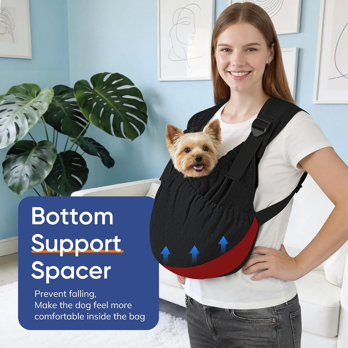 Supet Dog Sling Carrier for Pets - Black / Plus ( 11 - 18Lbs ) - image 2