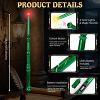 Light Up Magic Wizard Wand with Sounds & 4 Color Lights Illuminating - Green - image 2