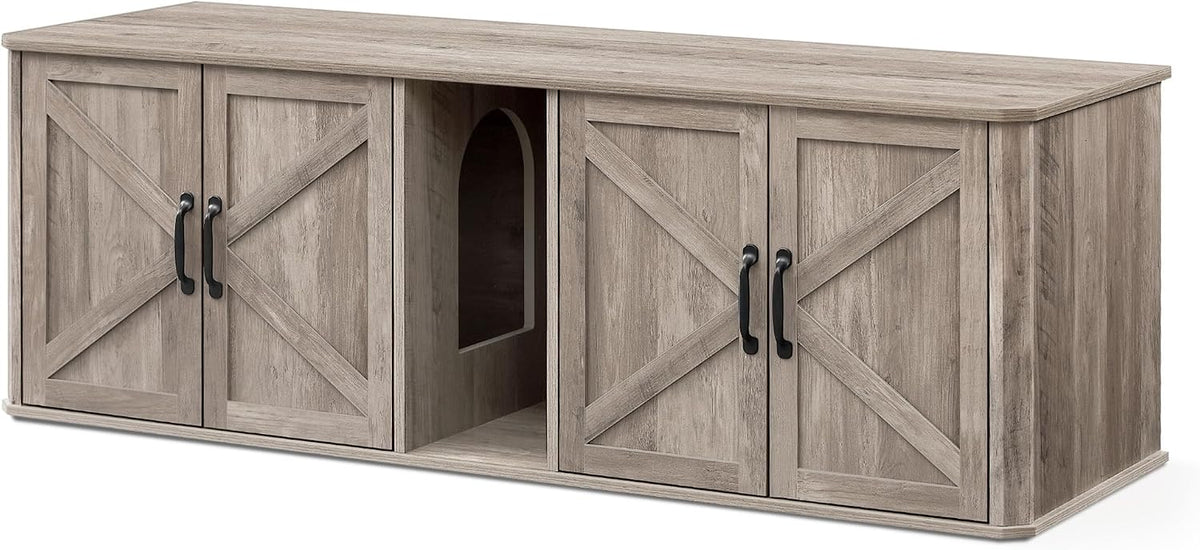 Feandrea Double Cat Litter Box Enclosure for 2 Cats, Front Entry – Essentials for Cats - Heather Griege / XXL (59"L x 19"W x 19.5"H)