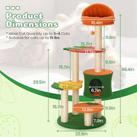 Happy & Polly Cute Cat Tree - 48.4" Fruit World Cat Tower for Indoor Cats, Multi-Level Cat Condo with Sisal Scratching Posts, Private Cave, Plush Strawberry Perches, Perfect Cat Tree Activity Center