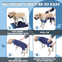Breathable Dog Surgery Recovery Suit for Male/Female, Professional Dog Recovery Onesie with Zipper After Spay Abdominal Wounds, Anti Licking Cone E-Collar Alternative for Small Medium Large Dog