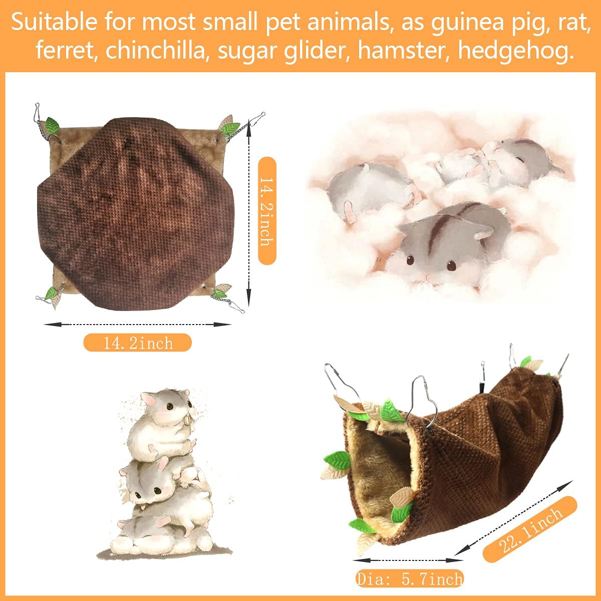 LEFTSTARER Guinea Pig Ferret Rat Hammock Toy Small Animal Cage - 1.Hammock + tunnel - image 4