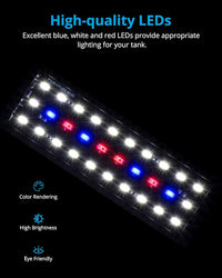 NICREW Clip on Aquarium Light, Fish Tank Light with White, Blue and Red LEDs, Planted Aquarium Light for Nano Tank, 2 Lighting Modes