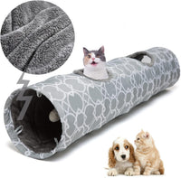 Geometric Straight Cat Tunnel with Plush Inside - Large Straight Tunnel